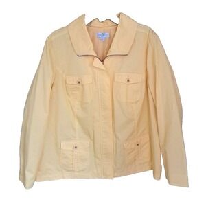 Studio Works Womens 2X Light Weight Full Zip 4 Pocket Solid Yellow Jacket Pre-Ow